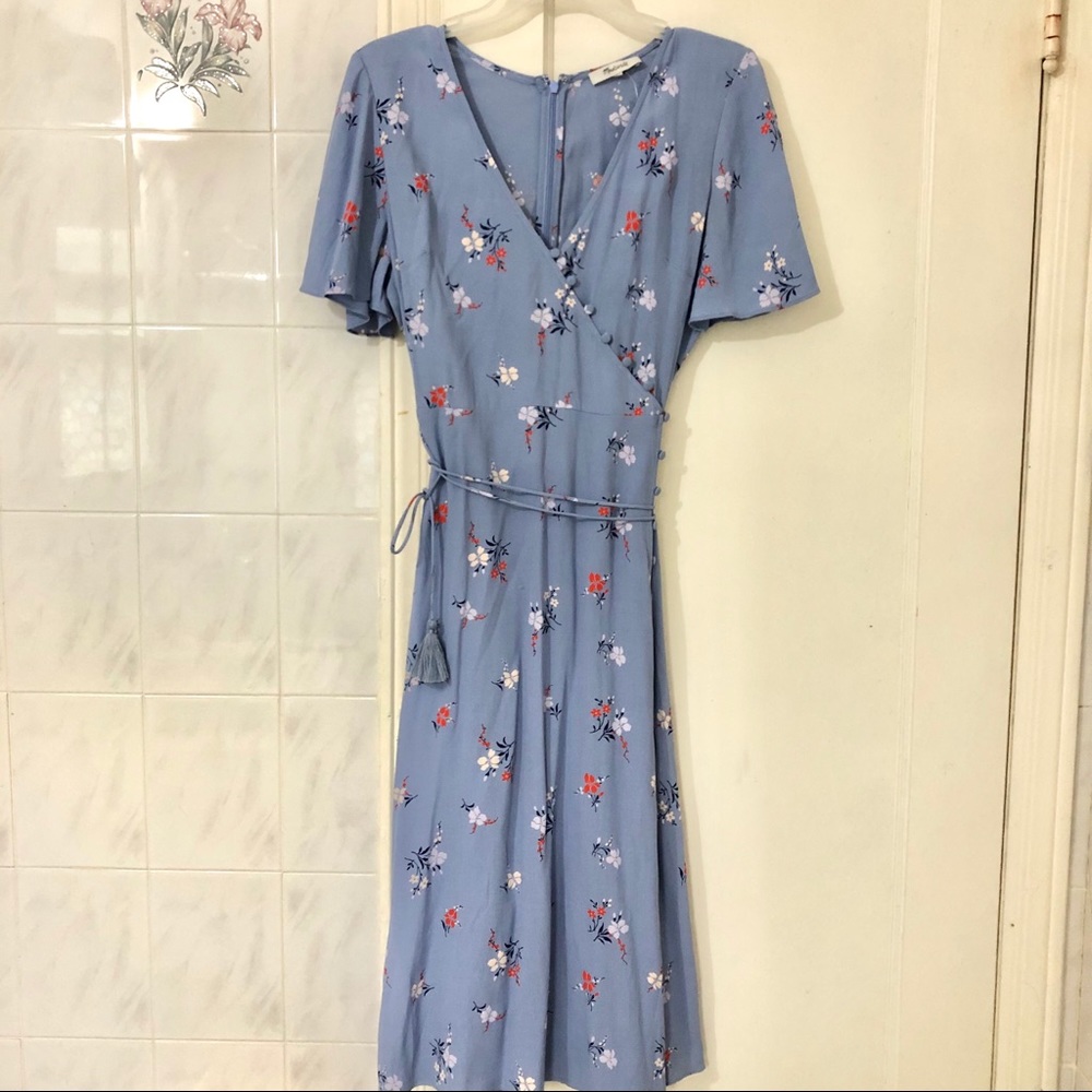 Madewell button wrap midi dress aloha floral - Picture 7 of 8